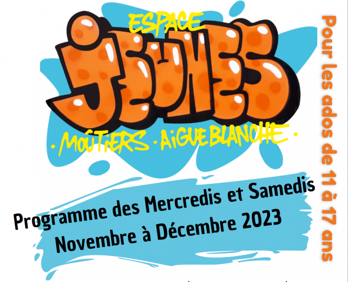 Programme des mercredis et samedis de novembre et décembre à l’Espace Jeunes