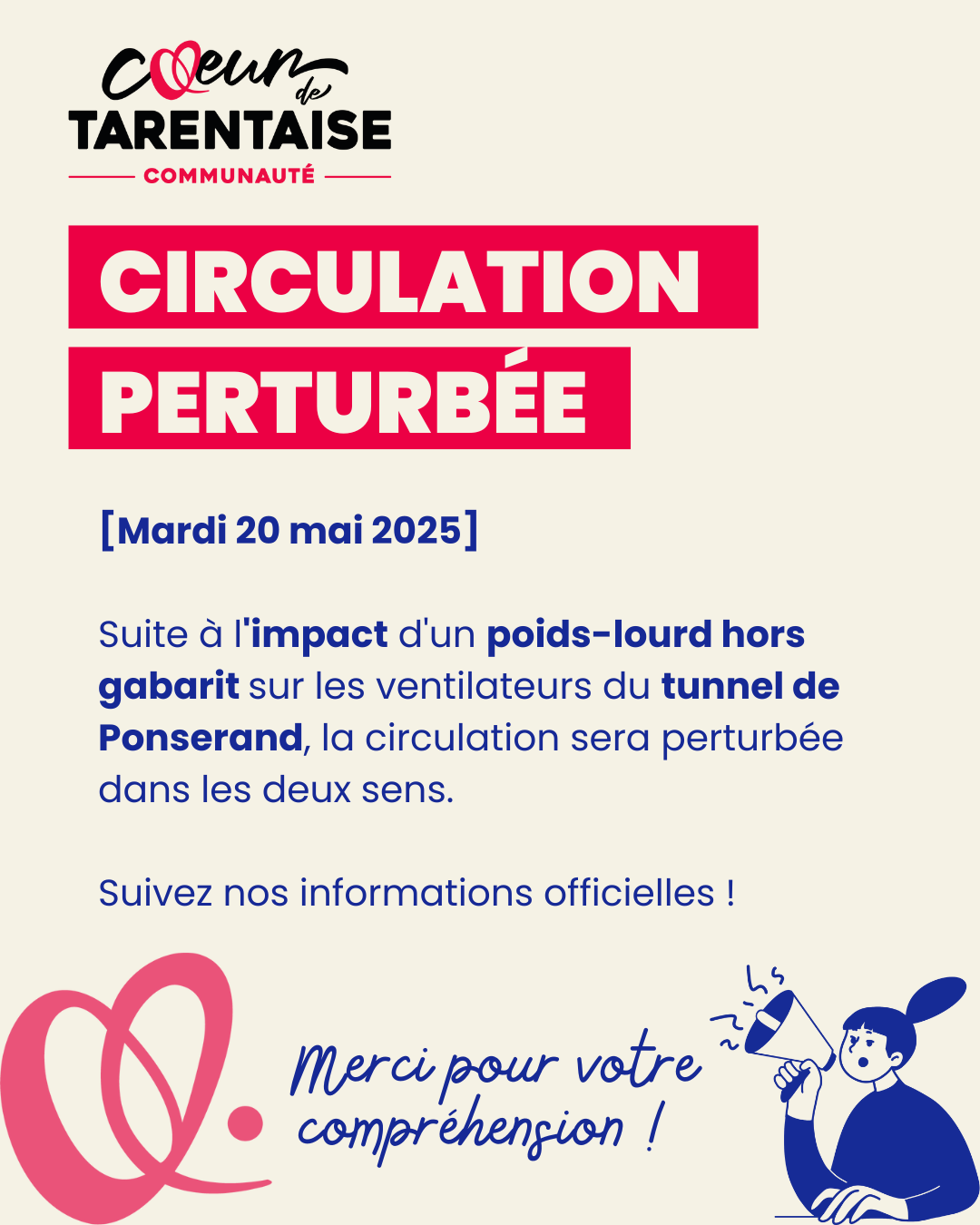 [INFO] Circulation perturbée – Tunnel de Ponserand